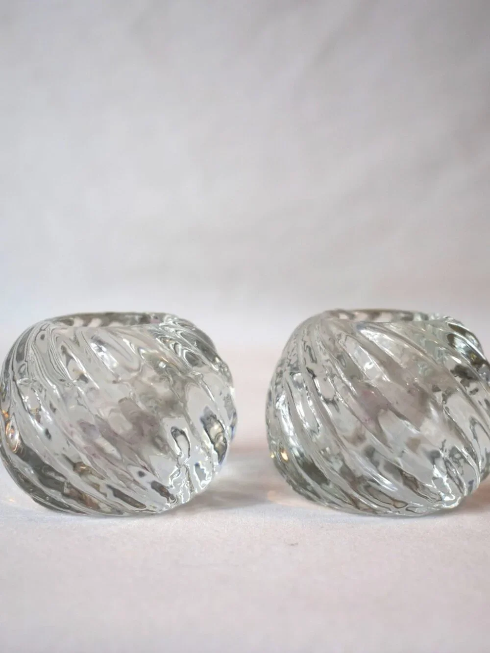 Glass 1 3/4 inches Tall Swirl Glass Orb Candlestick Holders